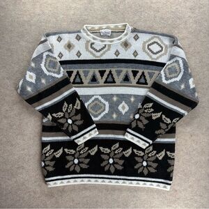 Vintage 90s Made In USA Nan Dorsey Women’s Knit Sweater Large Striped Geometric